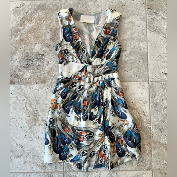 Anthropologie x Liefsdottir Floating Feathers Print Silk Dress, Blue/Cream, 0 - Picture 13 of 13